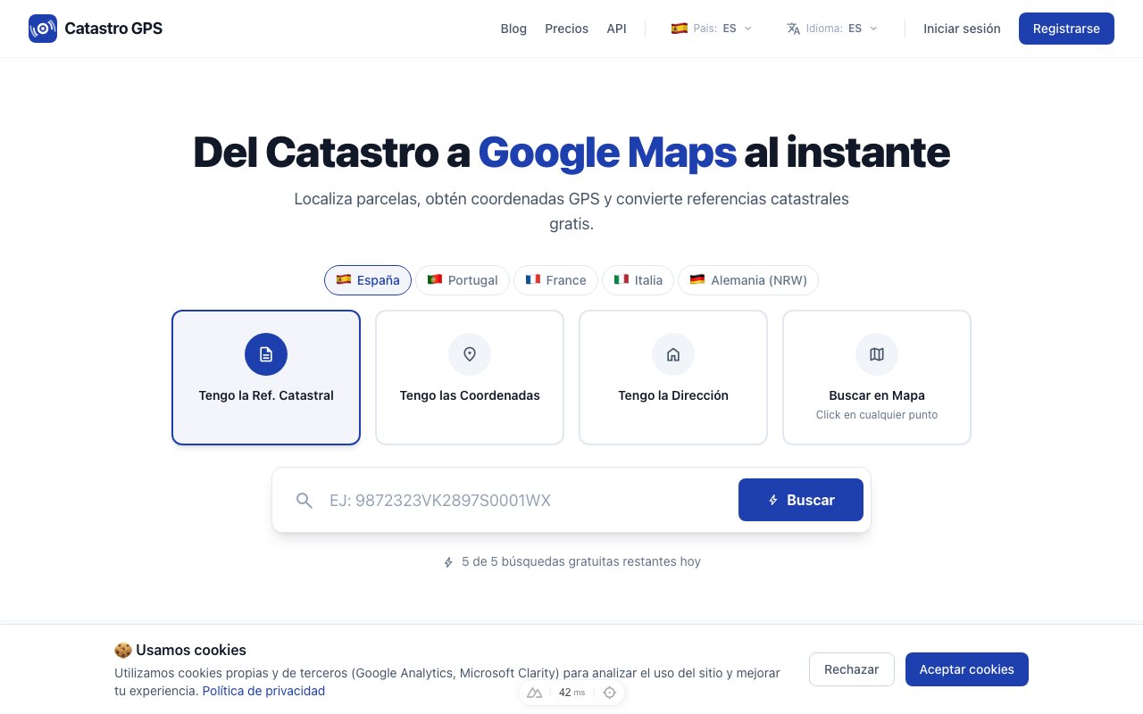 Pagina principal de CatastroGPS